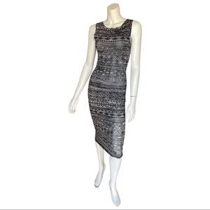 NEW LOOK Grey Boho Aztec Bohemian Print Midi Dress